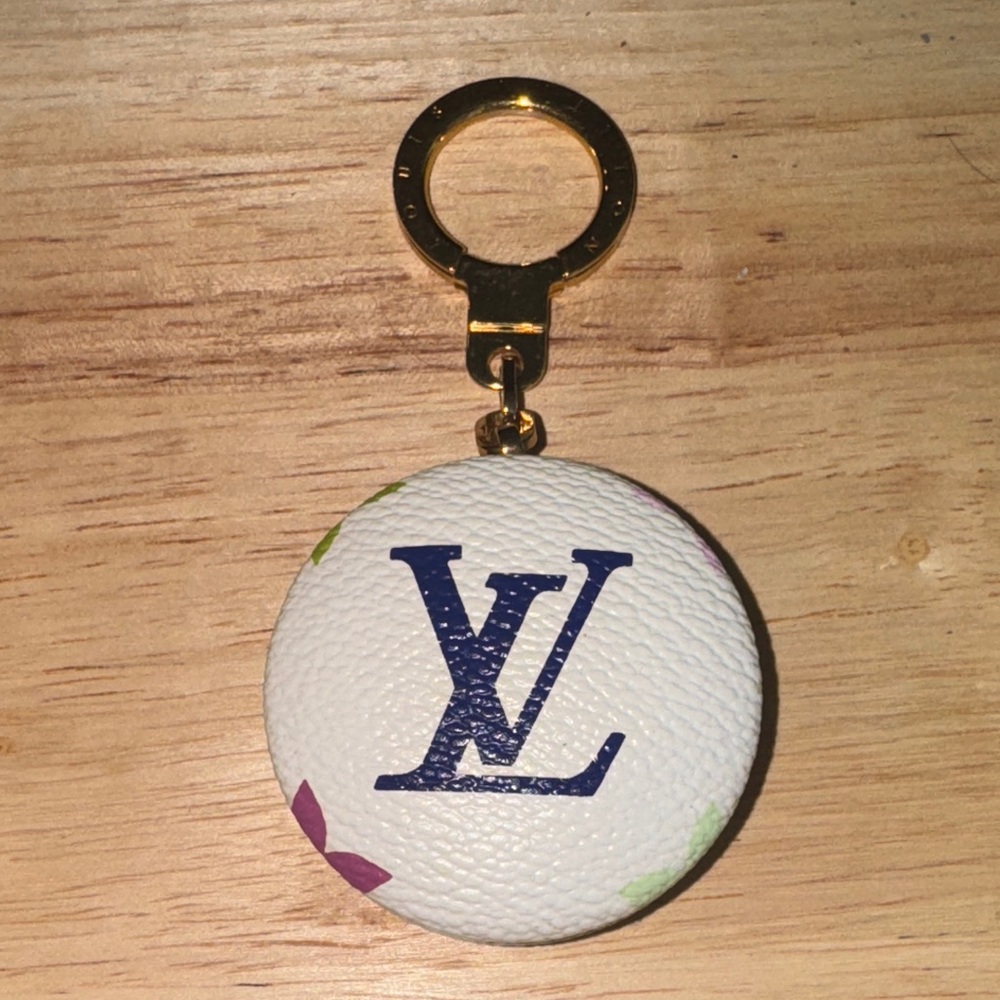 Louis Vuitton white multicolor monogram keychain purse charm murakami astropil